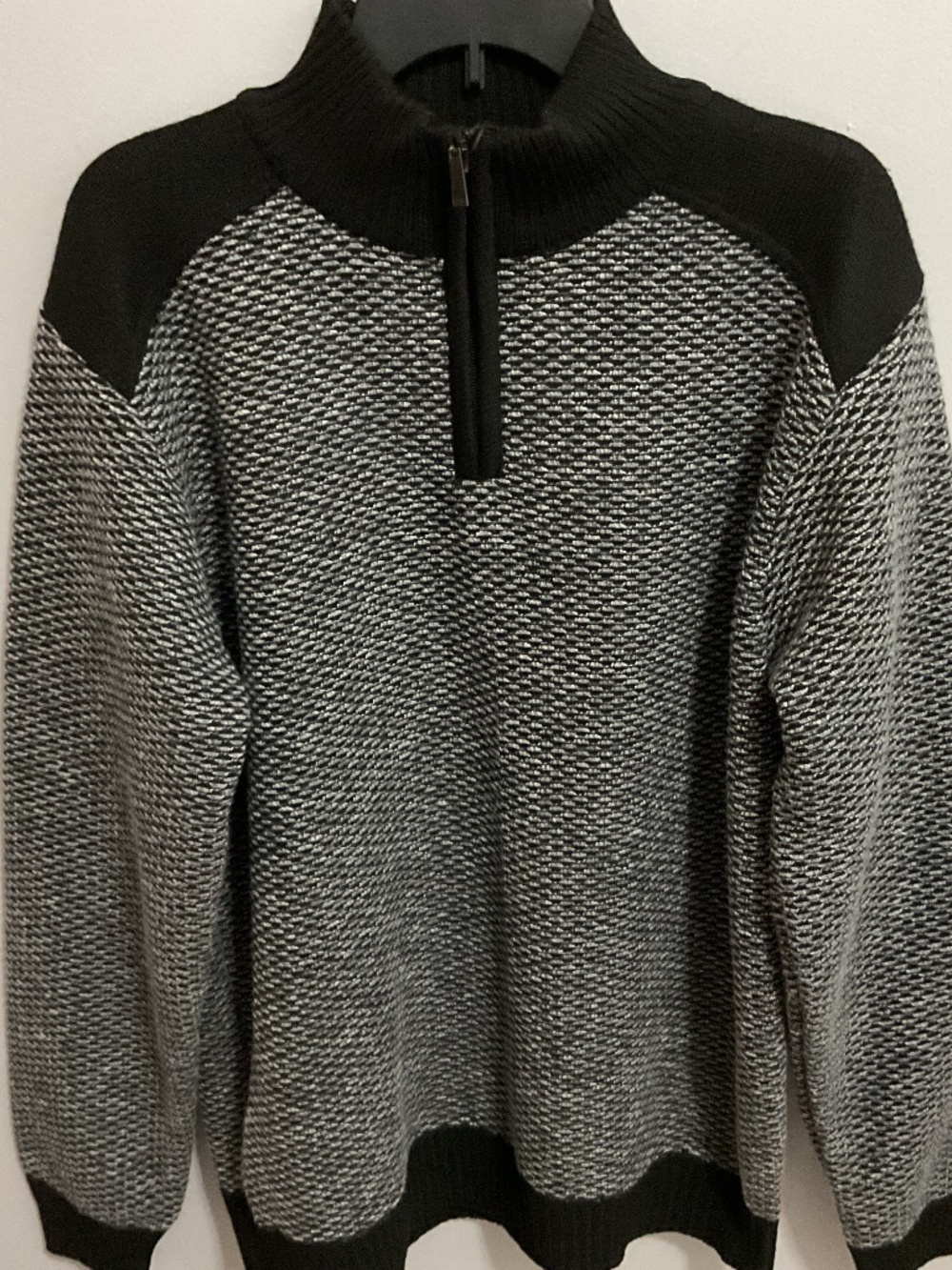 NWT Alexander Julian 1/4 Zip Sherpa-Lined Birdseye Textured Sweater, Large